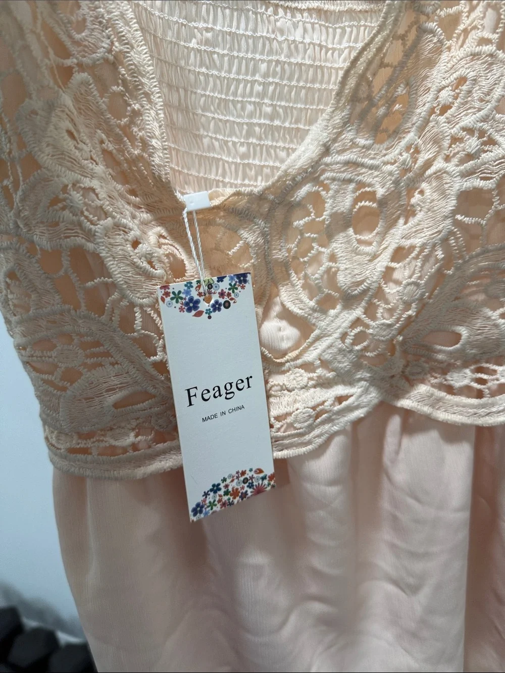 Peach Lace-Front Camisole Tank Top - Picture 2 of 4